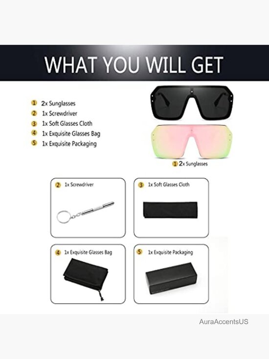 Oversized Flat Top Rimless Sunglasses Siamese Big Shades UV400 Protection main image 5